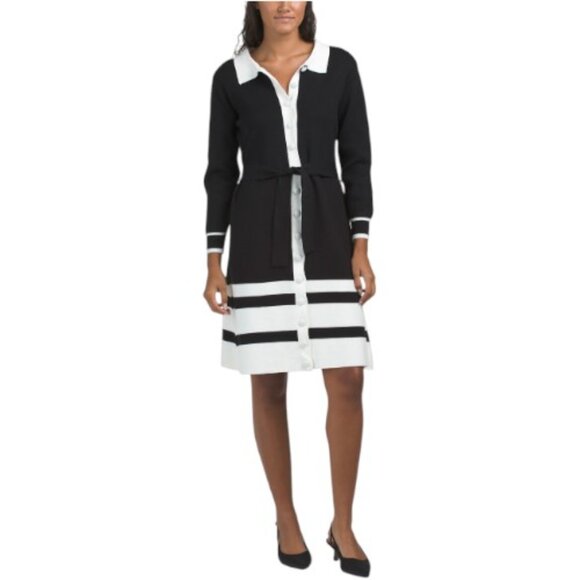 DALIA MACPHEE Long Sleeve Color Block Mini Dress